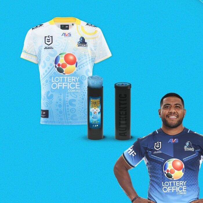 Photo of Moeaki Fotuaika #8 2025 Gold Coast Titans Indigenous Jersey 