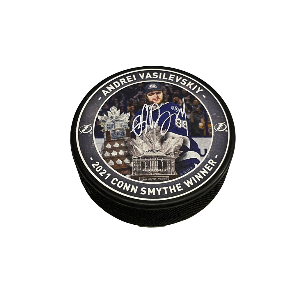 ANDREI VASILEVSKIY Signed 2021 Conn Smythe Puck - Tampa Lightning