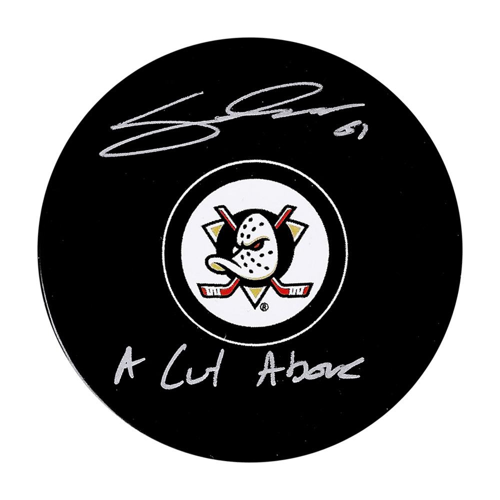 Cutter Gauthier Autographed Anaheim Ducks Puck w/A CUT ABOVE Inscription