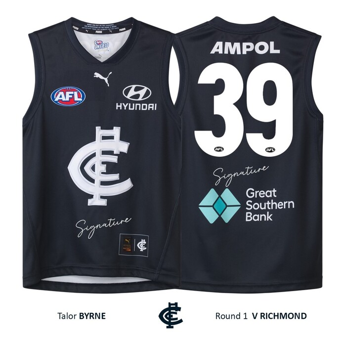 Photo of Talor Byrne #39 Carlton Round 1 'Raised Monogram' Guernsey