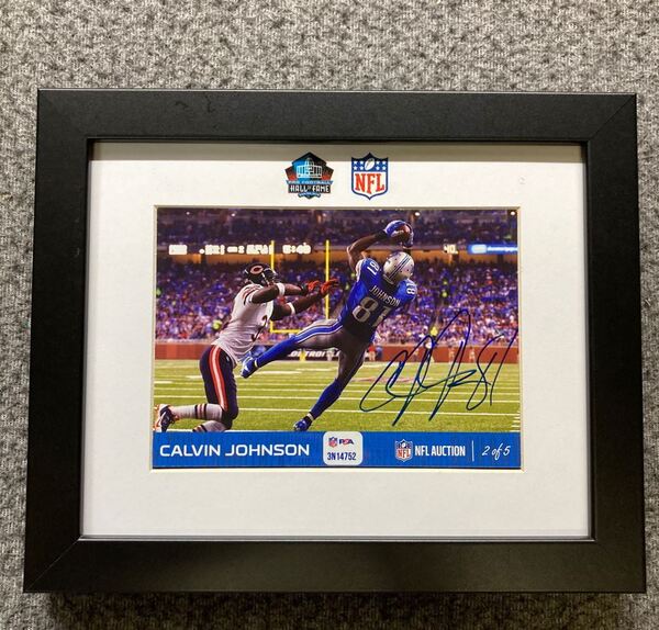 HOF - Lions Calvin Johnson NFL Auction Exclusive Signed 5x7 Framed Photo...