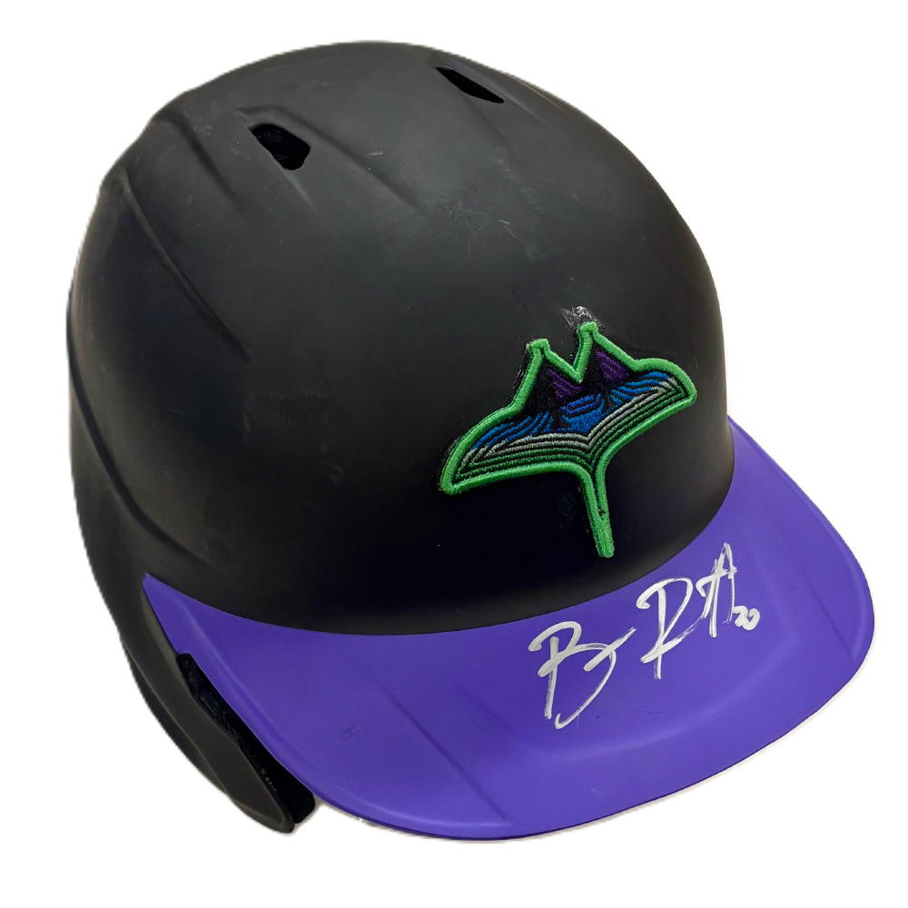 Game Used Autographed City Connect Batting Helmet: Ben Rortvedt - August  31, 2024 v SDP | Tampa Bay Rays Auctions