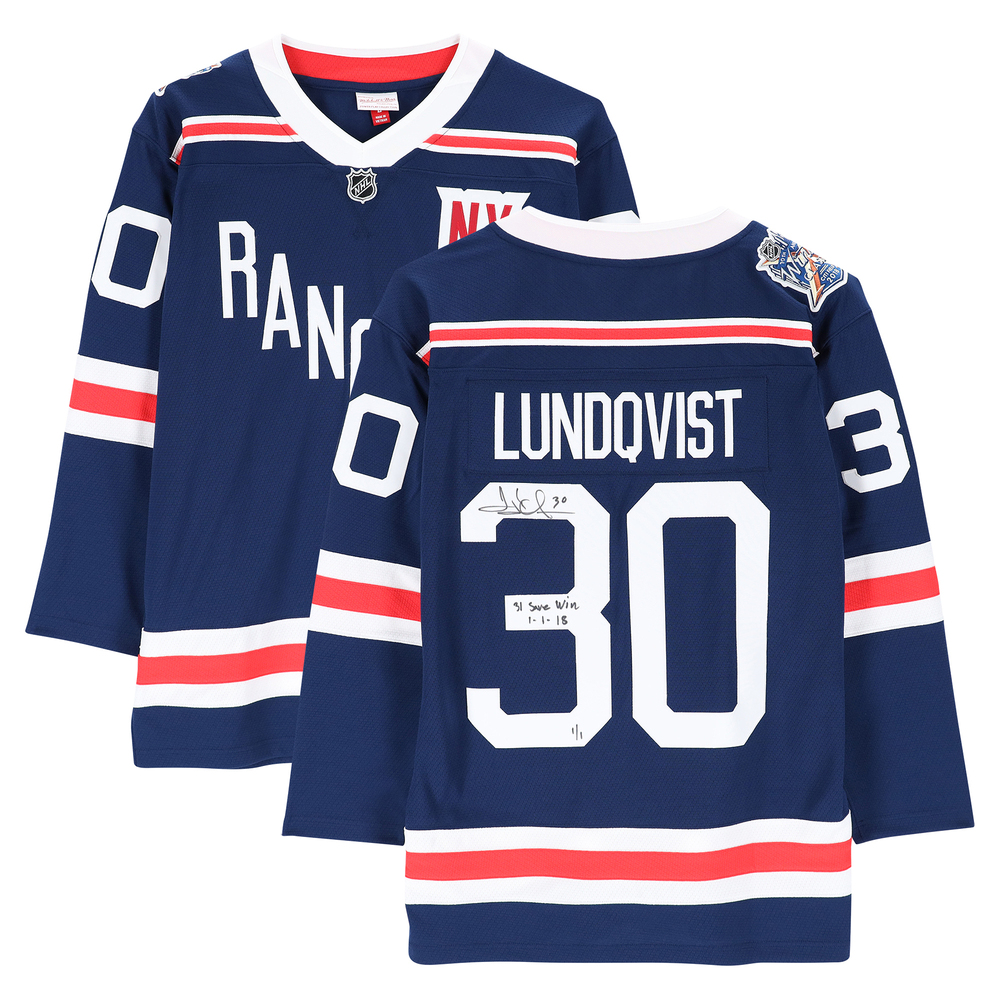 Henrik Lundqvist New York Rangers Autographed 2018 Winter Classic Mitchell & Ness Replica Jersey with 