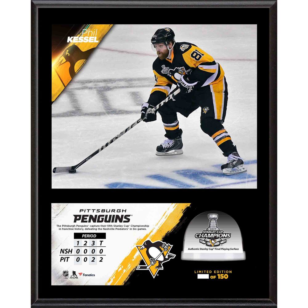 Phil Kessel Penguins 2017 Stanley Cup Champions 12'' x 15'' Sublimated Plaque with Game-Used Ice from the Stanley Cup Final - #1 of a L.E. of 100