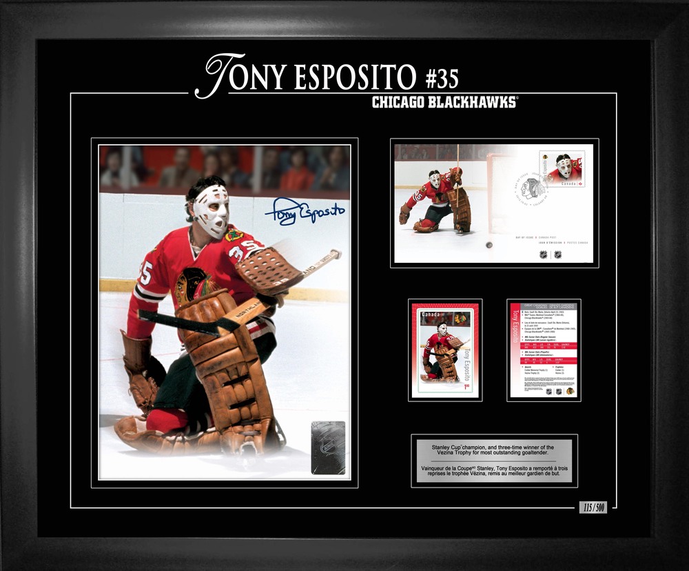 Tony Esposito Signed Canada Post Goalies Collage Blackhawks L/E 500