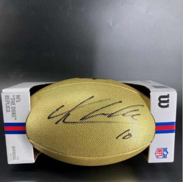 NFL - Jets Cade Klubnik Signed Gold Composite Football