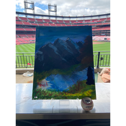 Cardinals Authentics: Game Used Baseball Pitched by Freddy Peralta to Harrison Bader *Home Run 425 Feet* *FredBird Painting*