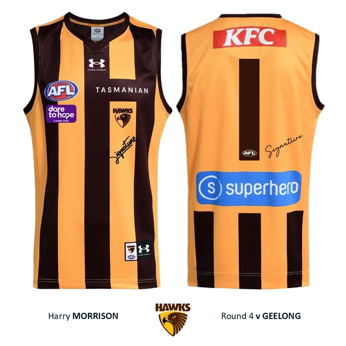 Photo of Harry Morrison #1 Hawthorn 2026 Dare to Hope Guernsey