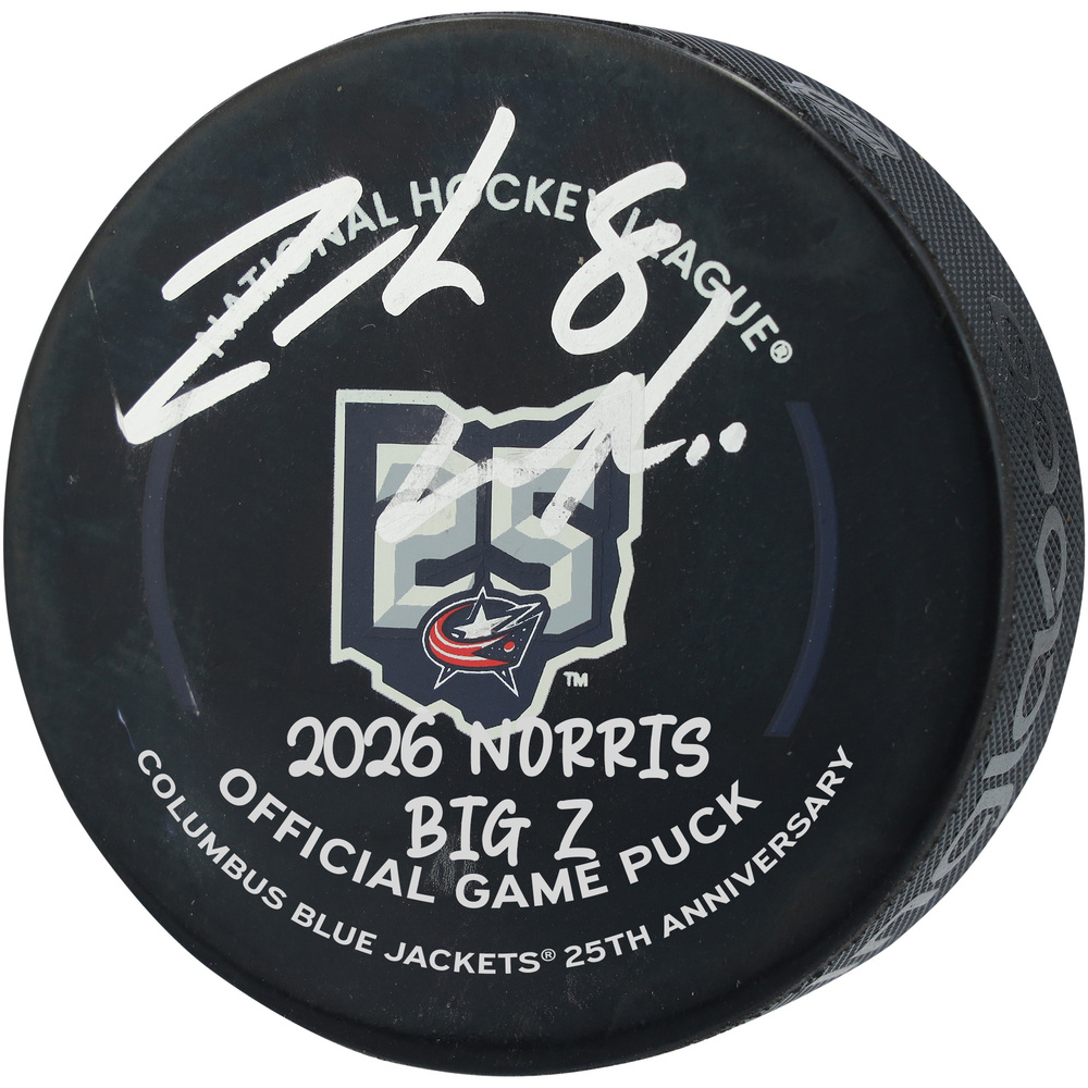 Zach Werenski Columbus Blue Jackets Autographed 25th Anniversary Official Game Puck with 