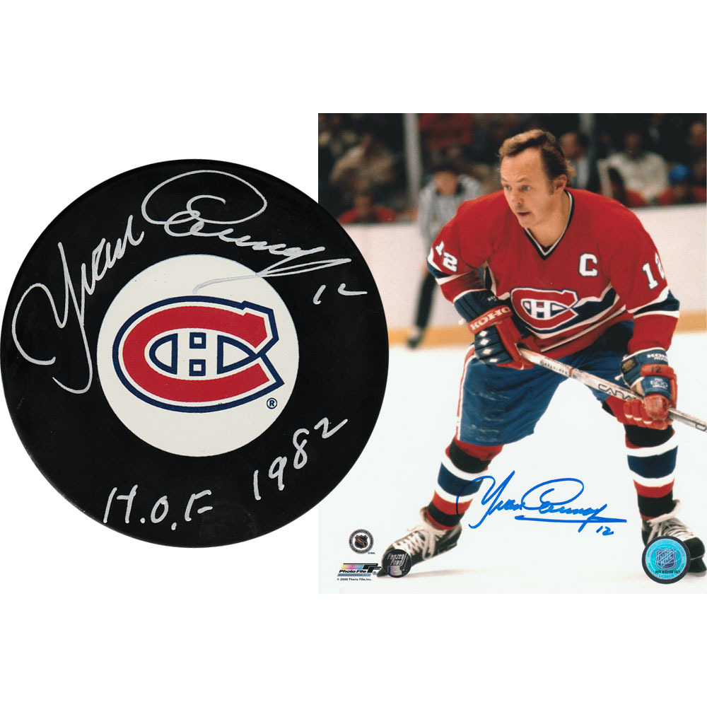 Photo Puk Yvan Cournoyer Autographed Combo Lot - 8X10 Photo & Puck - NHL Auctions