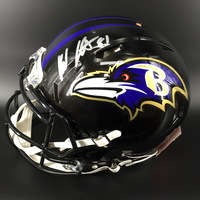 NFL - RAVENS TE HAYDEN HURST SIGNED REVOLUTION HELMET W/81 INSCRIPTION