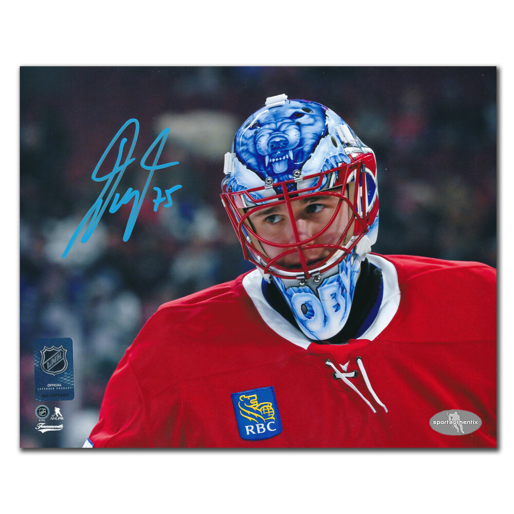 Jakub Dobes Autographed Montreal Canadiens 8x10 Photo · Mask Close-Up