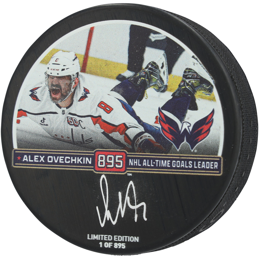 Alex Ovechkin Washington Capitals Autographed 895th Goal Hockey Puck - Limited Edition #1 of 895