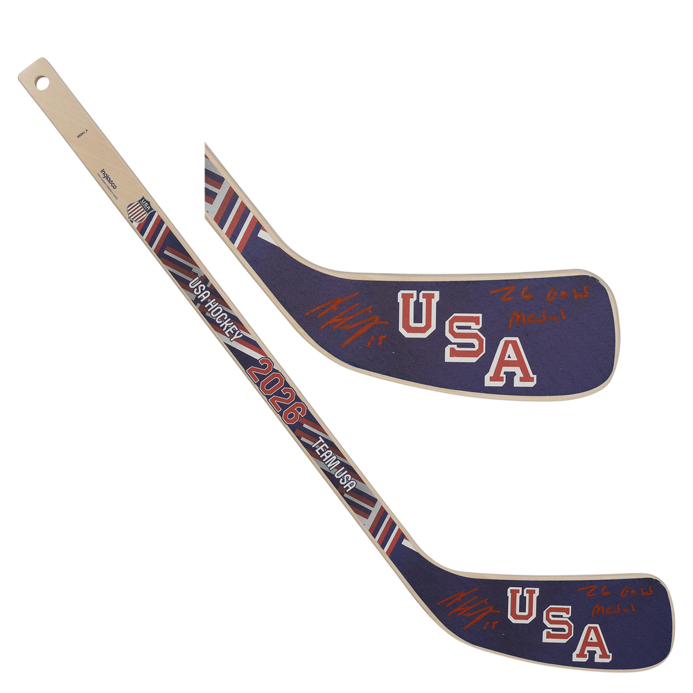 Noah Hanifin Team USA Autographed 2026 Olympics Mini Wood Stick with 