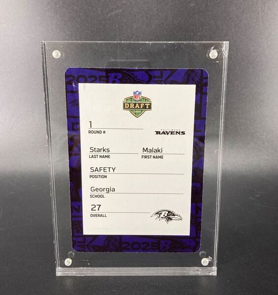 NFL - Ravens Malaki Starks Special Edition 2025 Draft Card 2 of 2