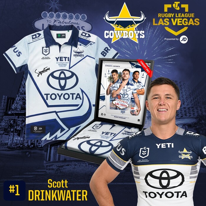 Photo of Scott Drinkwater #1 2026 North Queensland Toyota Cowboys Vegas Player-Issue Jersey