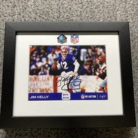 HOF - Bills Jim Kelly NFL Auction Exclusive Signed 5x7 Framed Photo Indi...