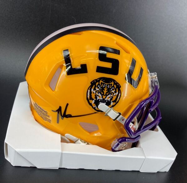 NFL - Giants Malik Nabers Signed LSU Mini Helmet