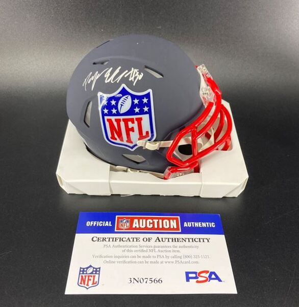 NFL - Steelers Sevarian Daijun Edwards Signed Blue Shield Mini Helmet