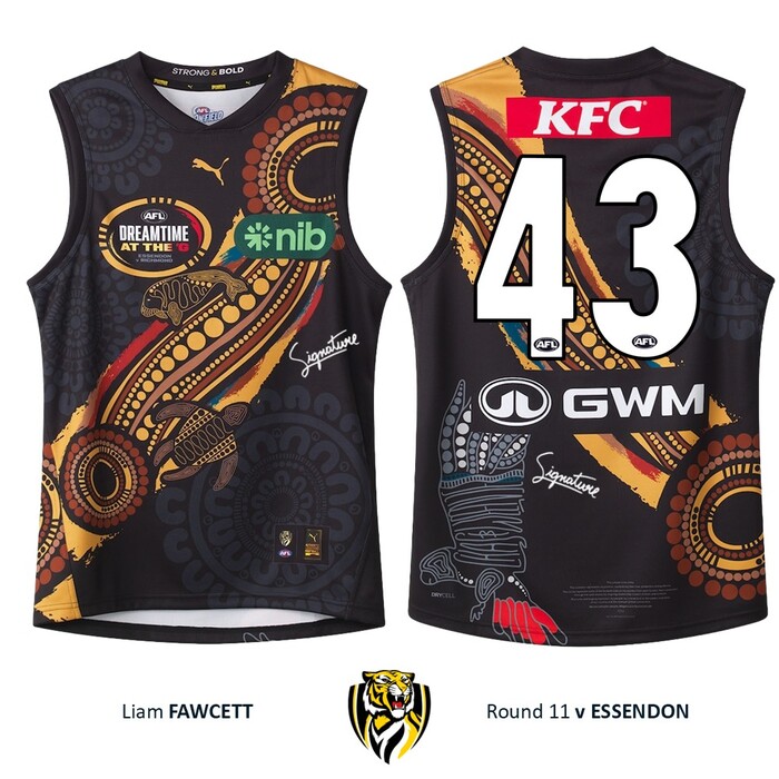 Photo of Liam Fawcett #43 Richmond 2026 Dreamtime Guernsey