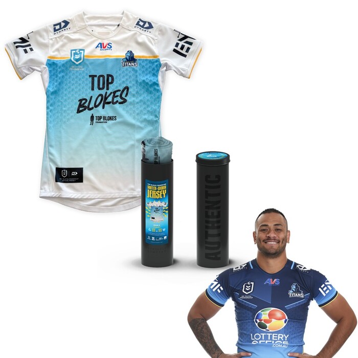 Photo of Phillip Sami 2025 Gold Coast Titans Top Blokes Foundation Jersey