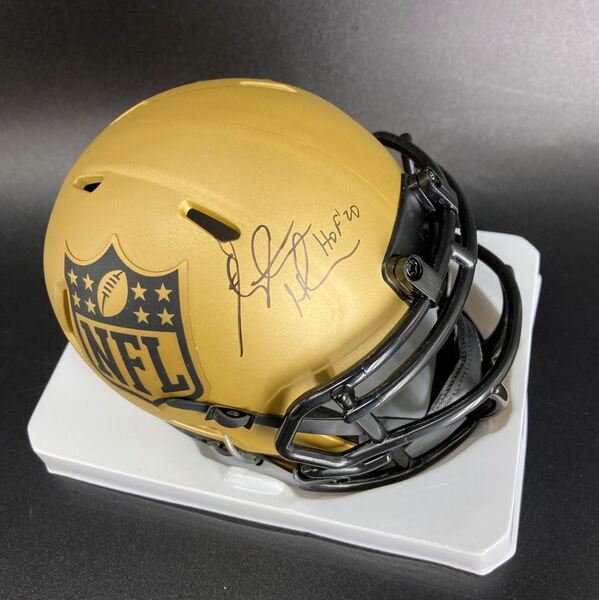 HOF - Seahawks Steve Hutchinson Signed Gold NFL Shield Mini Helmet