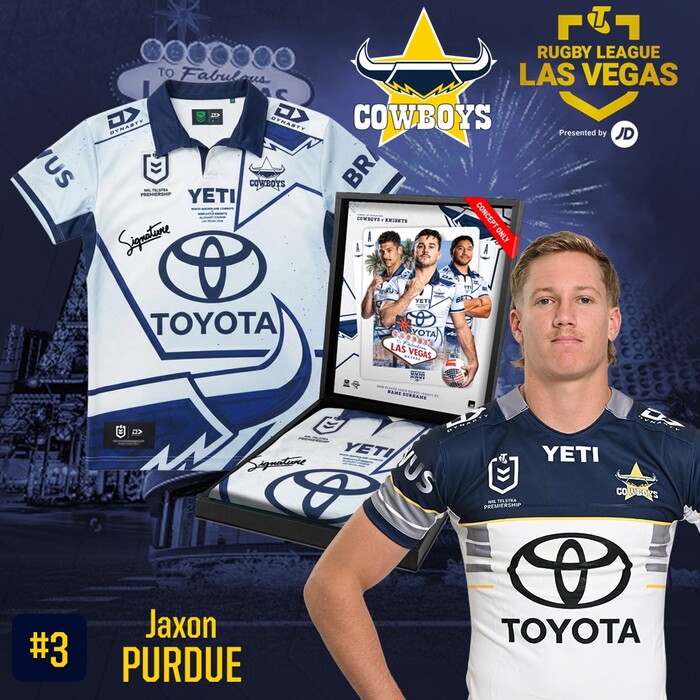 Photo of Jaxon Purdue #3 2026 North Queensland Toyota Cowboys Vegas Player-Issue Jersey