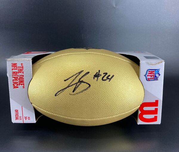 NFL - Panthers Jonathon Brooks Signed Gold Composite Football