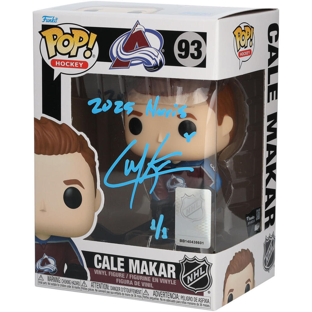 Cale Makar Colorado Avalanche Autographed Burgundy Jersey Funko Pop! Vinyl Figure with 
