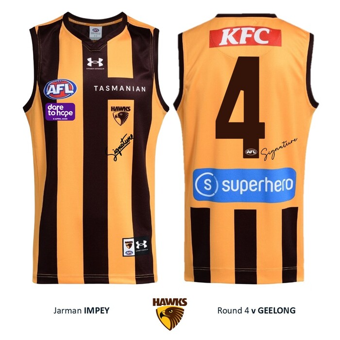 Photo of Jarman Impey #4 Hawthorn 2026 Dare to Hope Guernsey