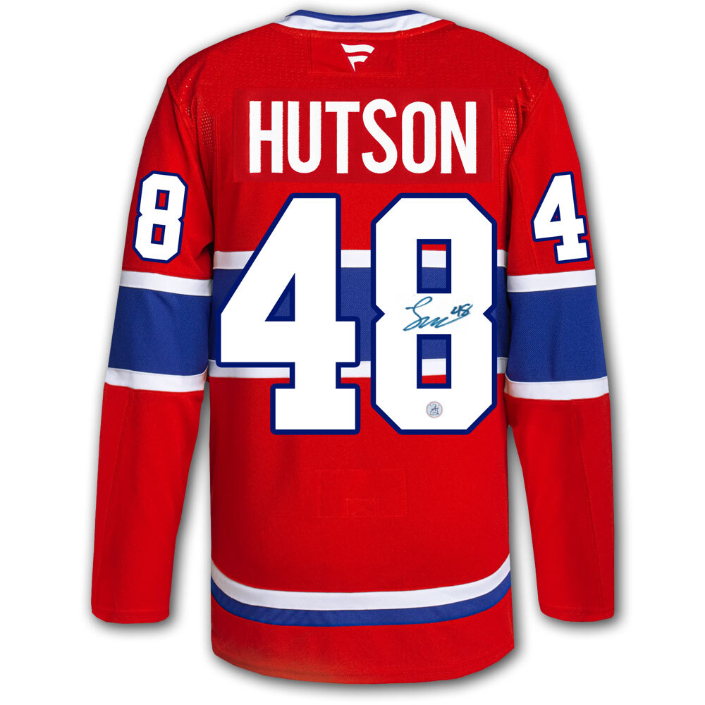 Lane Hutson Autographed Montreal Canadiens Fanatics Premium Jersey