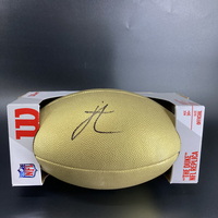 NFL - Jets Jordan Travis Signed Gold Composite Football