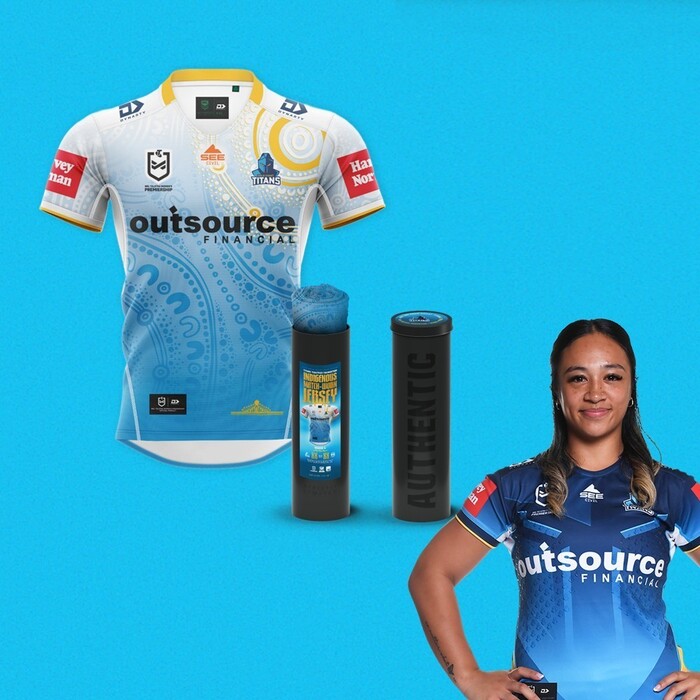 Photo of Sarina Masaga #3 2025 Gold Coast Titans Indigenous Jersey 