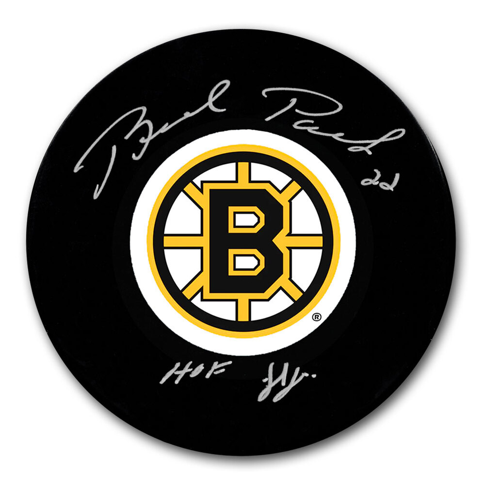 Brad Park Autographed Boston Bruins Hockey Puck - HOF 1988