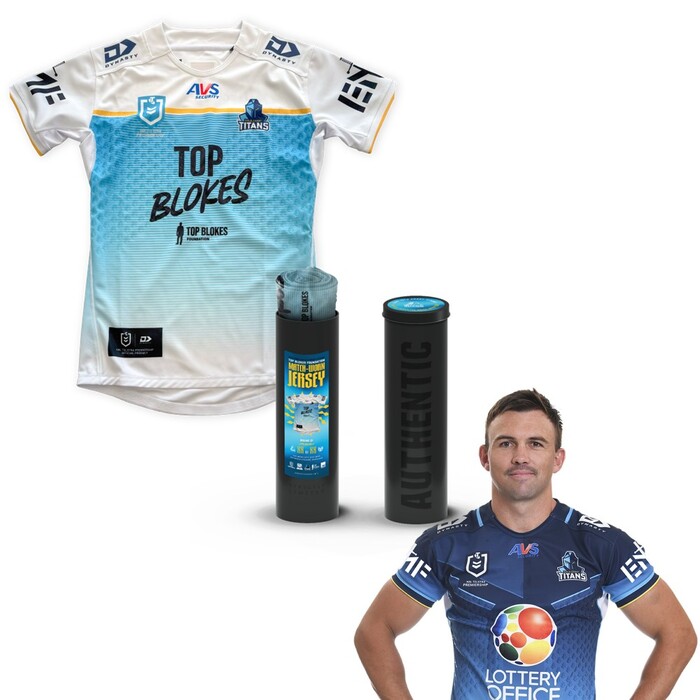 Photo of Chris Randall #11 2025 Gold Coast Titans Top Blokes Foundation Match-Worn Jersey