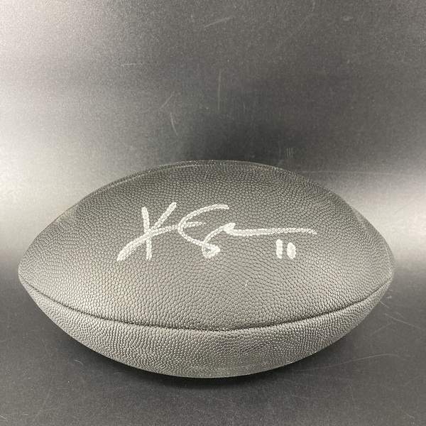 Bills - Khalil Shakir Signed Black Football With Metallic Bills Logo