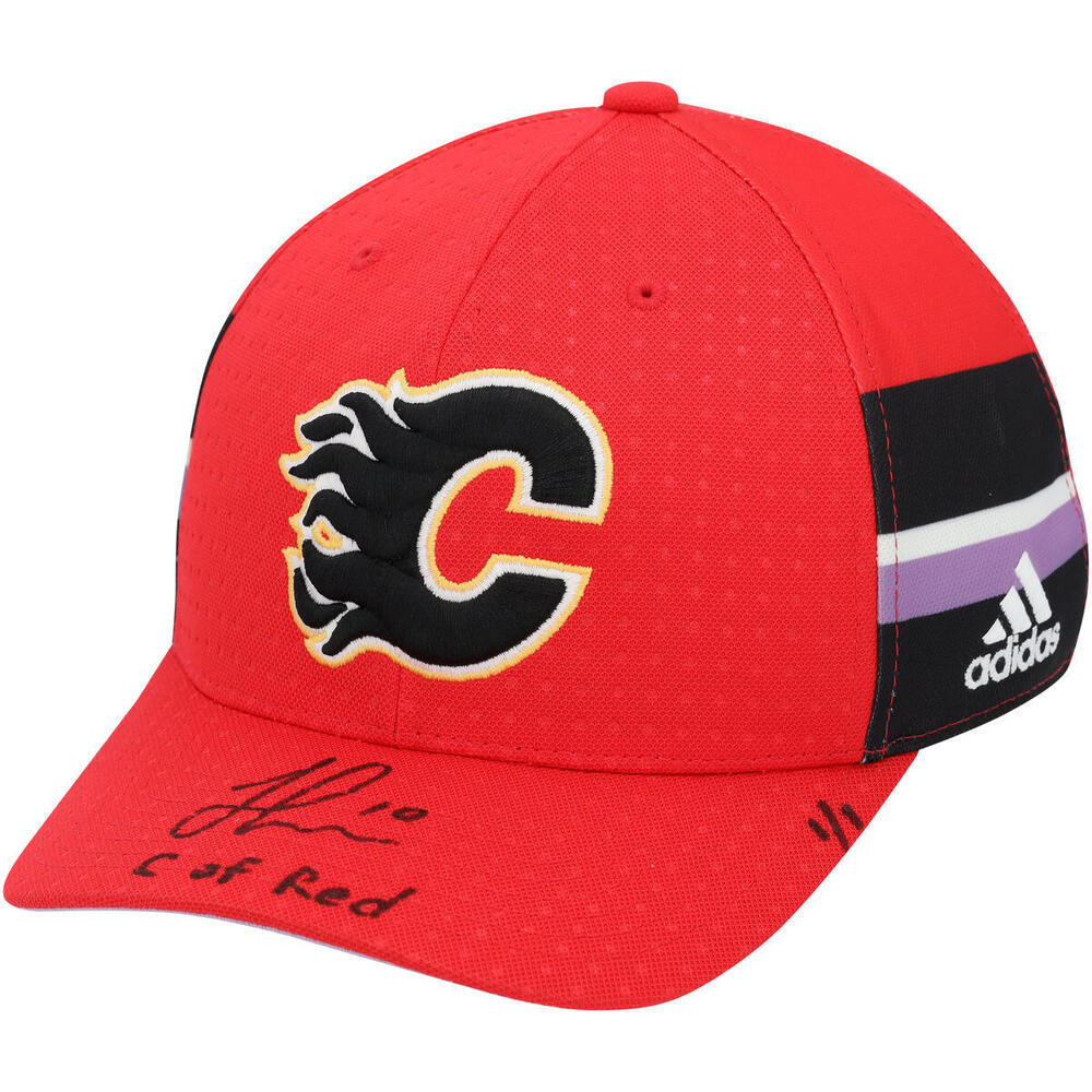Jonathan Huberdeau Calgary Flames Autographed Hockey Fights Cancer Adidas Cap with 