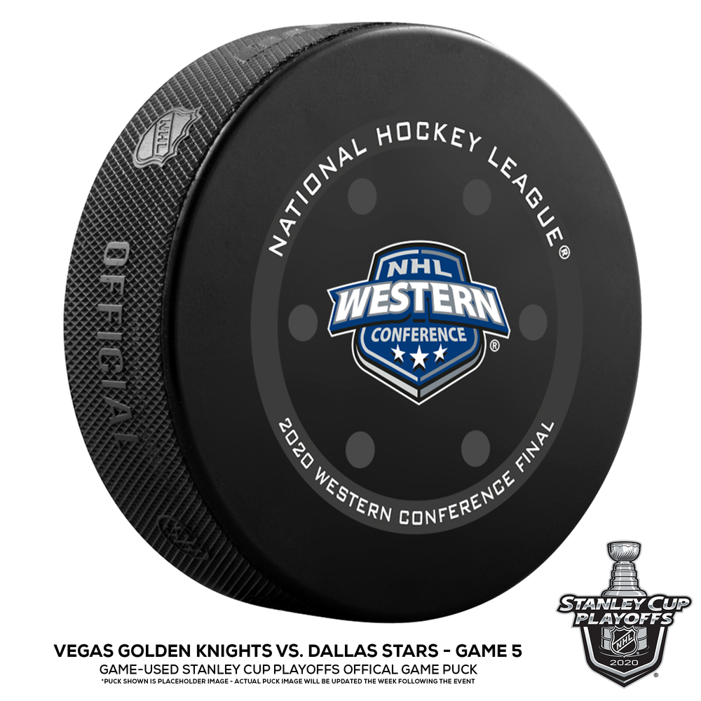 Vegas Golden Knights vs. Dallas Stars Game-Used Puck from Game 5 of the 2020 Western Conference Final on September 14, 2020