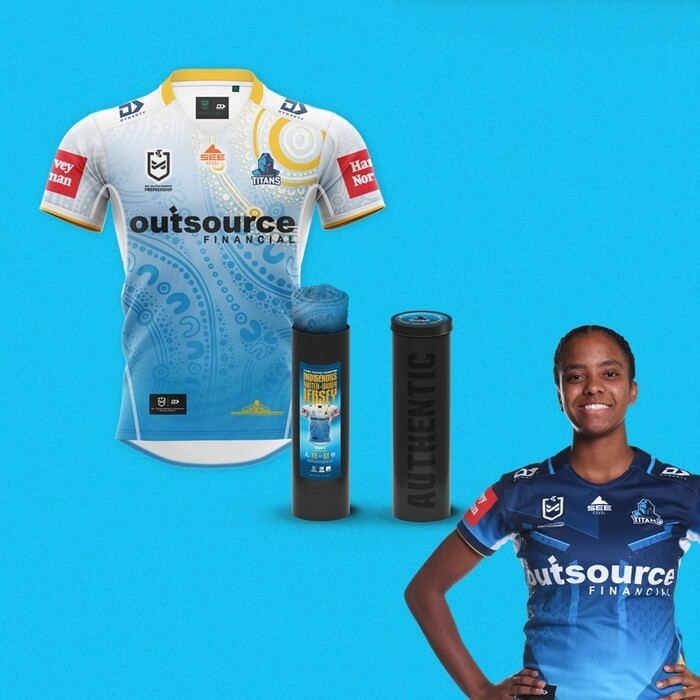 Photo of Phoenix-Raine Hippi #5 2025 Gold Coast Titans Indigenous Jersey 