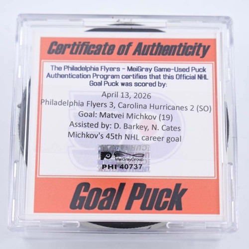 Image of Michkov, Matvei - Philadelphia Flyers - April 13, 2026 vs Carolina Hurricanes (Flyers Logo)