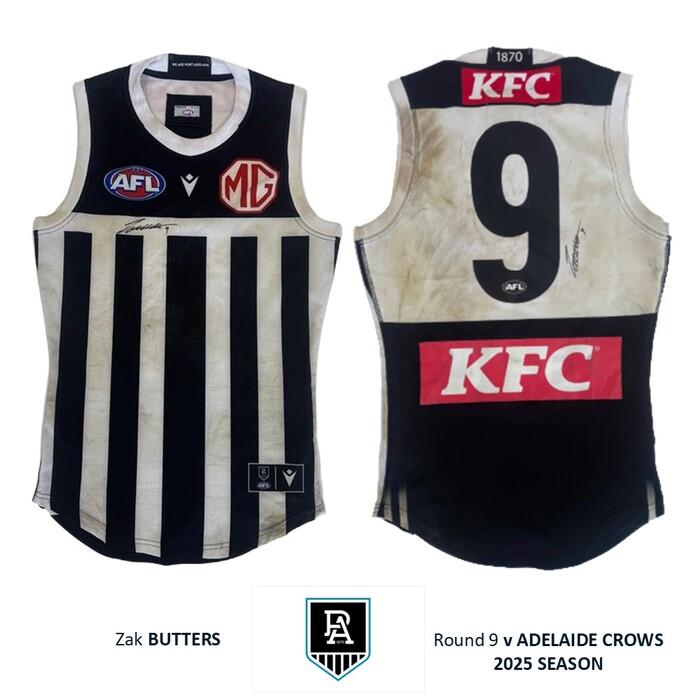 Photo of Zak Butters #9 Port Adelaide Prison Bar Match Worn Guernsey