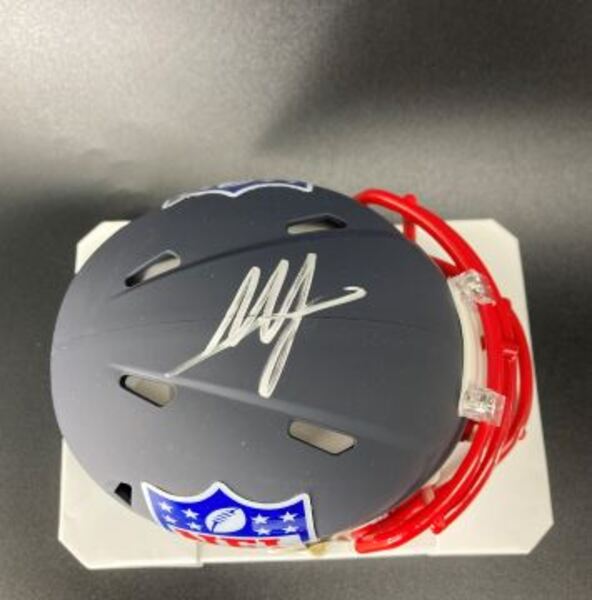NFL - Commanders Mike Sainristil Signed Blue Shield Mini Helmet