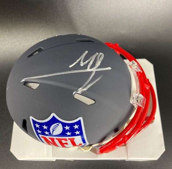NFL - Commanders Mike Sainristil Signed Blue Shield Mini Helmet