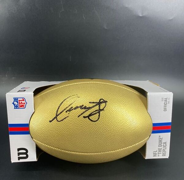 NFL - Lions Isaac TeSlaa Signed Gold Composite Football