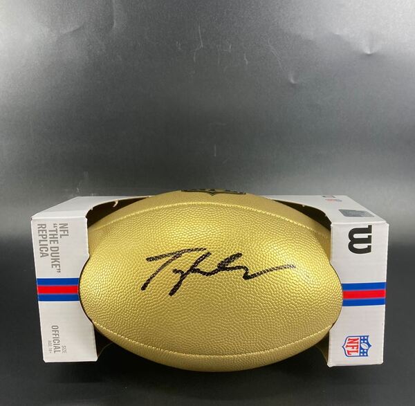 NFL - Saints Tyler Shough Signed Gold Composite Football