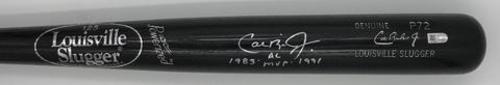 Photo of Cal Ripken Jr. "1983 and 1991 AL MVP" Autographed Game Model Louisville Slugger Bat