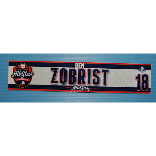 Game-Used Locker Tag - 2014 Japan All-Star Series - Rays Locker Tag - Ben Zobrist