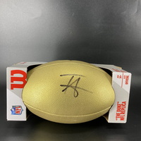 NFL - Lions Terrion Arnold  Signed Gold Composite Football