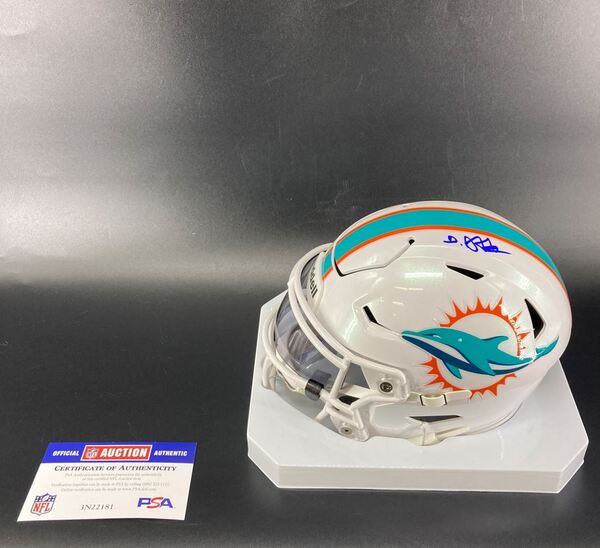 NFL - Dolphins De'Von Achan Signed Mid Size Helmet