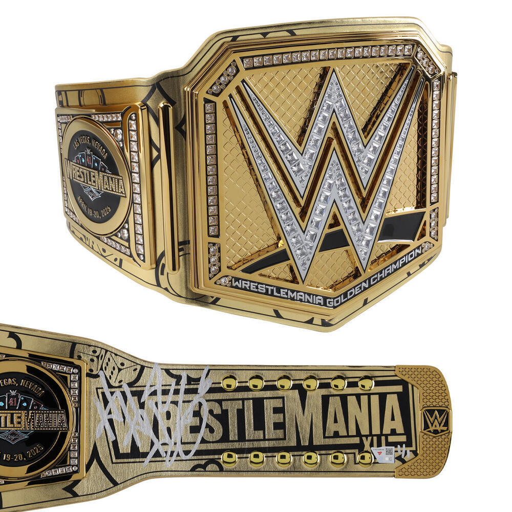 One of One: Triple H Autographed WrestleMania 41 Golden Championship Replica Title Belt